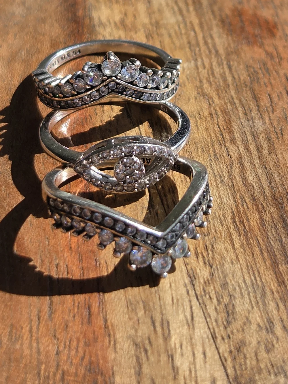 Sterling Silver Cubic Zirconia Stackable Ring Set - White